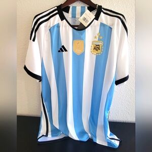 Brand New adidas Men's Argentina Home Soccer Futbol Winners Jersey Retails $125+